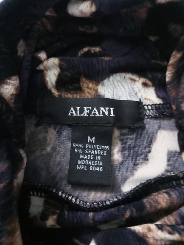 ALFINI Women's Medium Brown Multicolored Turtleneck Stretch Short Sleeve Y2K - 第 7/7 張圖片