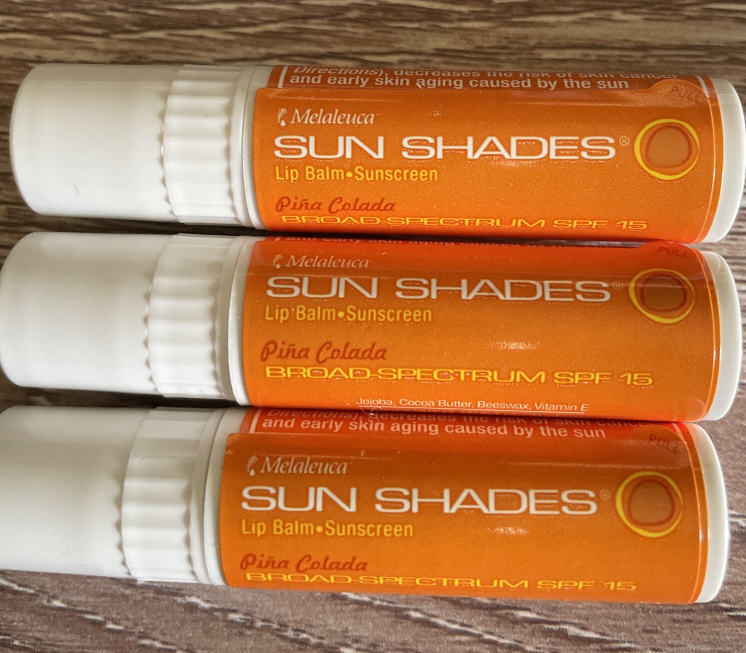 Melaleuca Sun Shades Lip BalmSunscreen SPF 15 Pina Colada Set of 3