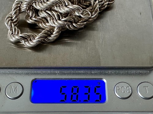 Vintage Sterling Silver Rope Twist Link Necklace 58.35 Gram - Picture 7 of 8