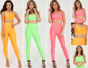 Co-ord Set Bralet Crop Top Leggings Bodycon Fit Gym Active Wear Womens Ladies | eBay