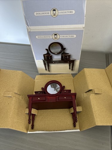 Victorian Era Doll's House Miniatures: Wooden Dressing Table With Mirror