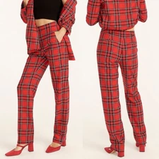 J Crew NWT $168 Full-Length Straight-Leg Bi-Stretch Wool Pant in Plaid | Sz 0T