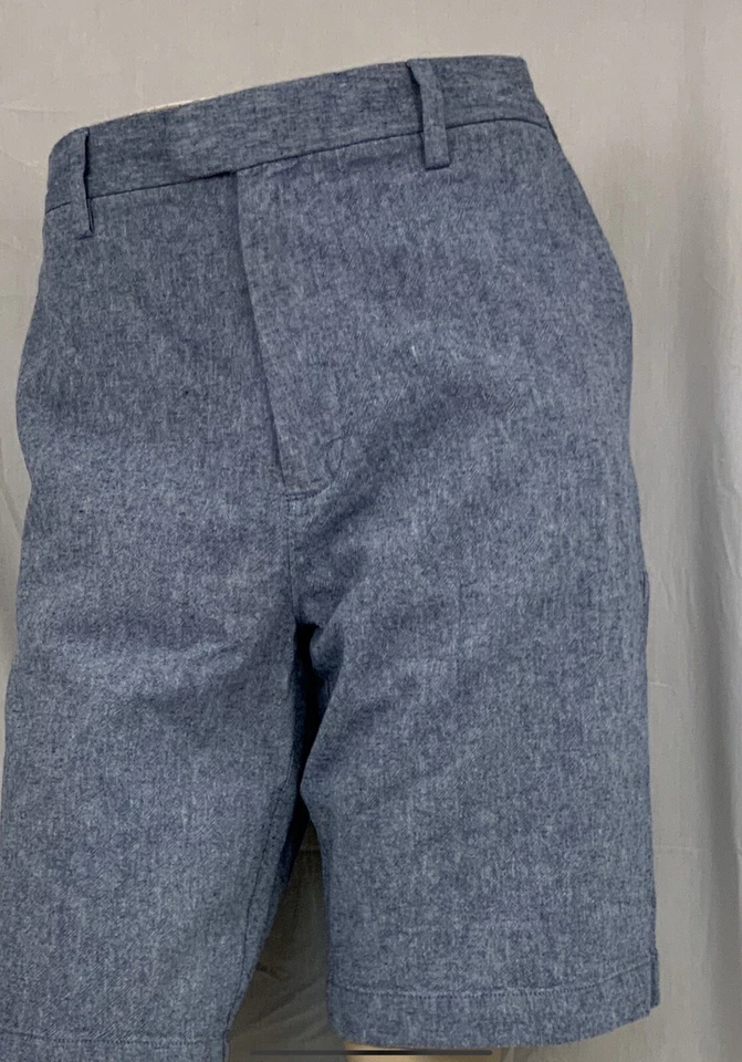 Pantalones cortos chinos J Crew para hombre talla Bermudas 38 azules de lino con frente plano y algodón YGI Y1-96 Foto 3 de 4