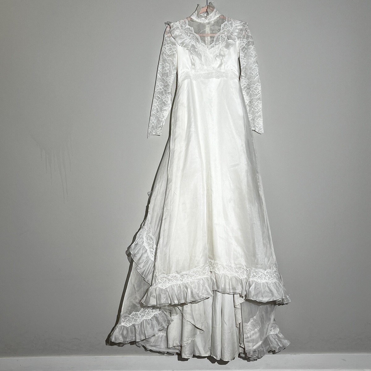 Vintage 1970s Bridal Originals White Cottagecore Wedding Dress Ruffle Lace  Small | eBay