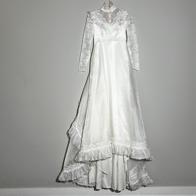 Vintage 1970s Bridal Originals White Cottagecore Wedding Dress Ruffle Lace  Small | eBay