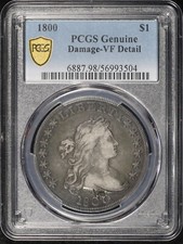 1800 Draped Bust Dollar PCGS VF Details Damage (Scratched & Gouged)