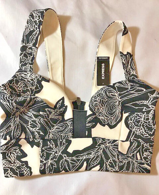 Express Black & White Floral Crop Top/Bralette,sz S/P, NWT