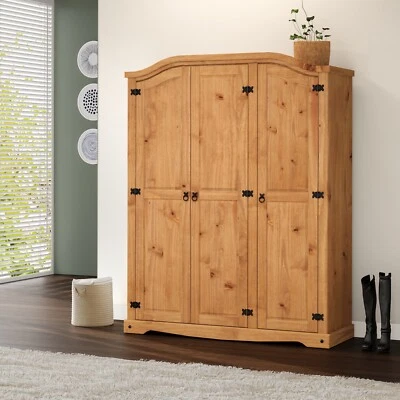Corona Wardrobe 3 Door Arch Top Mexican Bedroom Solid Pine by Mercers Furniture