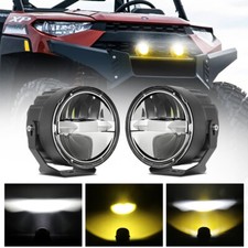 Pair 3.5 Round Led Fog Light Driving Pods Offroad For Polaris Front Bumper Utv