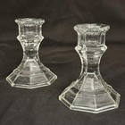 New ListingVintage Pair Of Octagon Shaped Clear Glass Taper Candle Holders