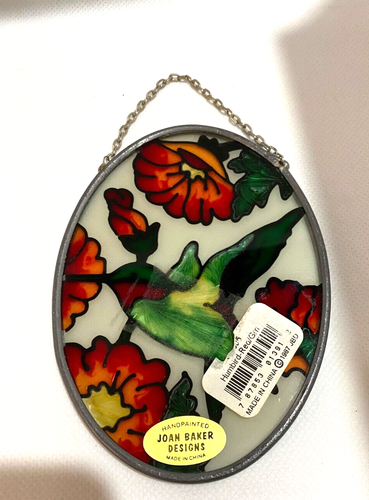 Joan Baker ovaler handbemalter Sonnenfänger Kolibri 3,5" x 4,5" - Bild 2 von 5