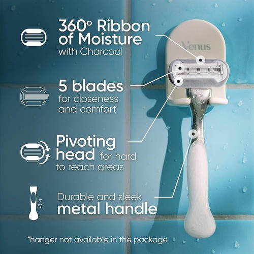 Venus Extra Smooth Charcoal Razor Blade Refills, 6 Count - Picture 5 of 9