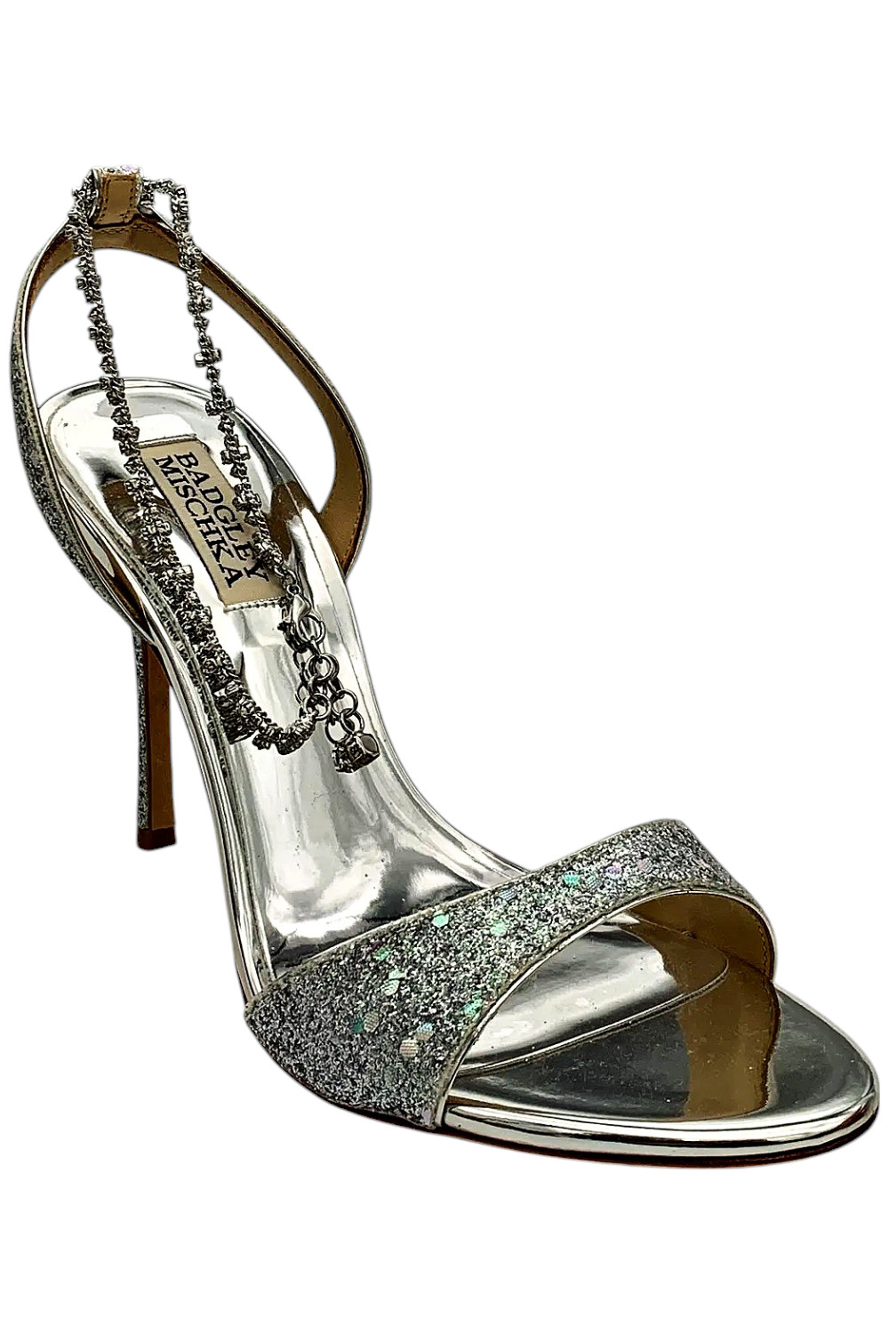 Badgley Mischka Womens Tiffany Heeled Sandal Silver