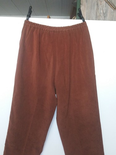WOMEN’S DRESS PANTS 8P ankle brown suede finish SAG HARBOR STRETCH elastic back - Picture 2 of 7