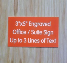 Custom Engraved 3x5 Orange Plaque Sign | Add Your Wording | Adhesive Backing