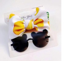 Cute Anti-UV Sunglasses and Bow Knot Hairband Set Accessories for Babies and Kid