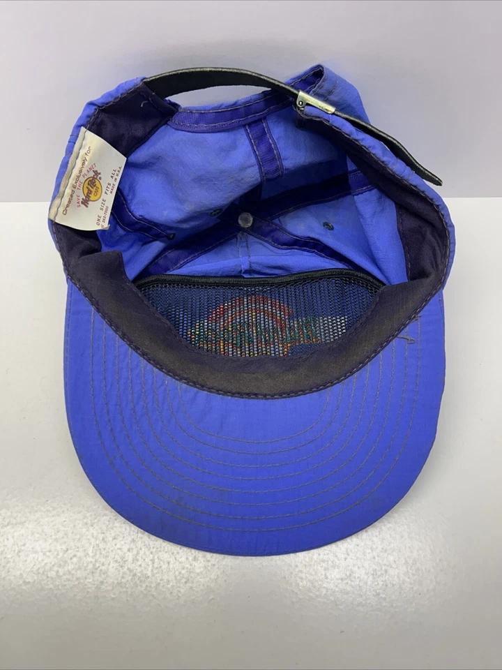 Sombrero cortavientos púrpura vintage años 90 raro Hard Rock Café Chicago SAVE THE PLANET Foto 4 de 4