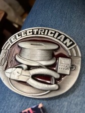 Electrician Belt Buckle Wires Pliers Testers Cutters Vintage 80s 90s