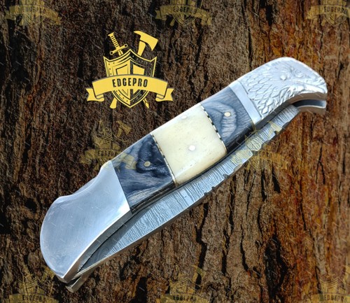 Custom Handmade Damascus Steel CAMPING TACTICAL FOLDING blade POCKET Knife - Picture 2 of 4
