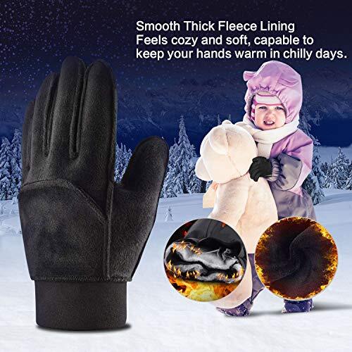 Kids Winter Gloves Back Water Resistant Touchscreen Warm Soft M(6-8years) Black - Picture 3 of 7