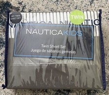 Nautica Kids 3pc Twin Sheet Set White And Grey