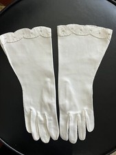 White Vintage Gloves by Superb with Scalloped Edges.