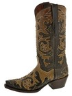 Braune Damen-Westernstiefel Cowboy-Kleid Overlay Nieten durchbrochene Zehenpartie Größe 6, 7, 8
