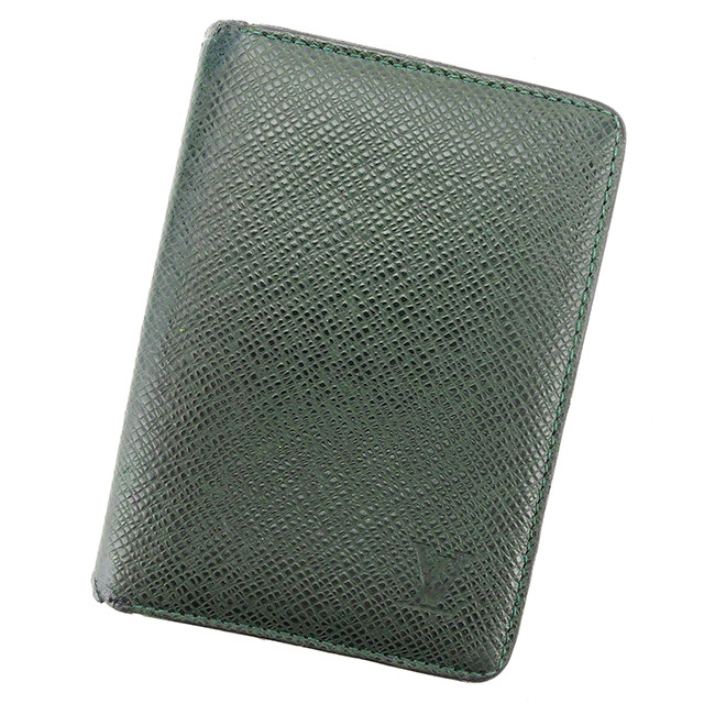 Louis Vuitton Card Case Taiga Green Mens Authentic Used Louis Vuitton Card Case Taiga Green Mens Authentic Used