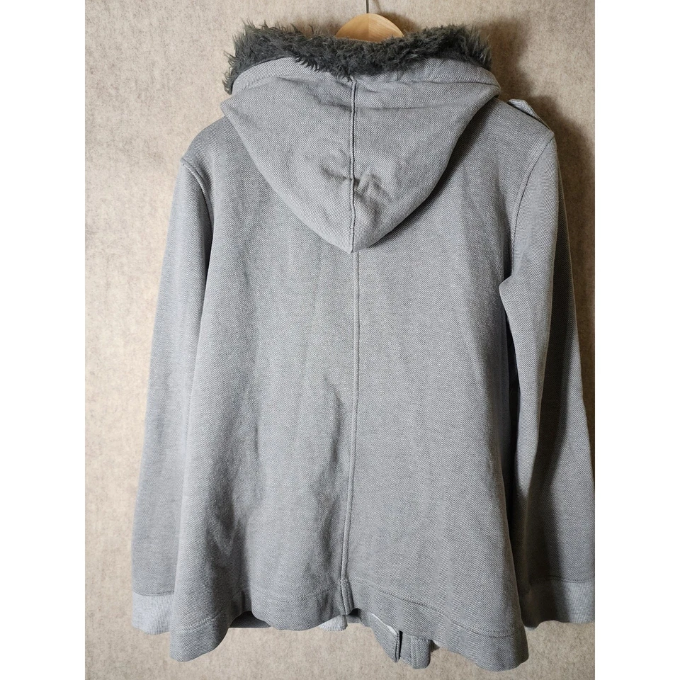 EZEKIEL Gray Military Style Skater Casual Faux Fur Lined Hoodie Jacket SZ L - Image 2 of 4