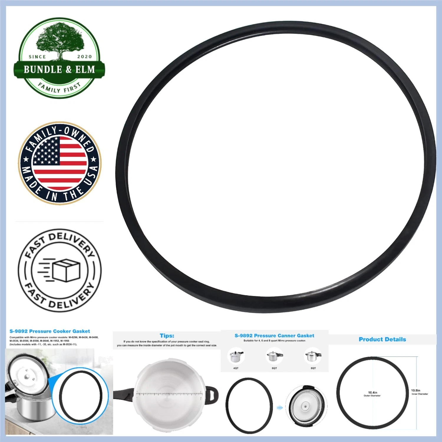 Durable Replacement Gasket for Mirro 4, 6, 8 Quart Pressure Cookers - S-9892