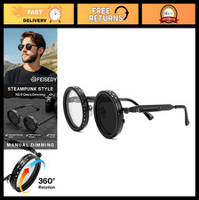 Adjustable Polarized Tint Sunglasses for Men, Steampunk Round Metal Frame, UV400