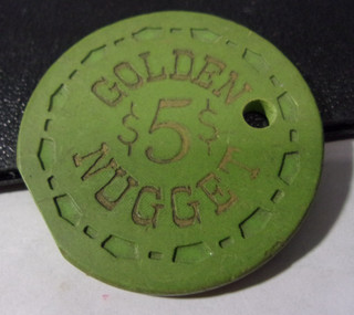 GOLDEN NUGGET HOTEL CASINO 1951 $5 DEFECTIVE gaming poker chip Las Vegas NV