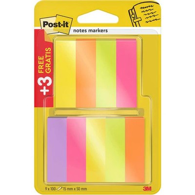 Indexen Post-it 670P63 papier 15x50mm assorti pak 9 stuks