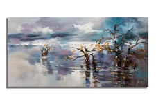 Hand Painted Modern Abstract oil painting Wall Art Decor forest snow scene