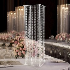 32" CLEAR Acrylic Centerpiece STAND Hanging Crystal Beads Party Home Decorations