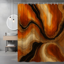 Abstract Orange Brown Shower Curtain for Modern Home Decor