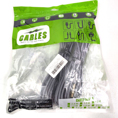 AkoaDa 1/4'' TRS Instrument Cable 20ft 2-Pack Braided 6.35mm Audio Cord Grey New