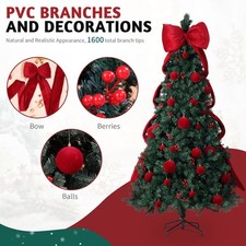 7.5 FT Artificial Christmas Tree with Light, Ornaments for In/Outdoor Holiday