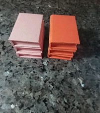 Lot of 6 Mini Blank Orange and Pink Handmade Hard Cover Notebooks Sketchbooks
