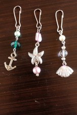 Starfish Shell Anchor Handmade Purse Charms/ Backpack Clip Set Of 3