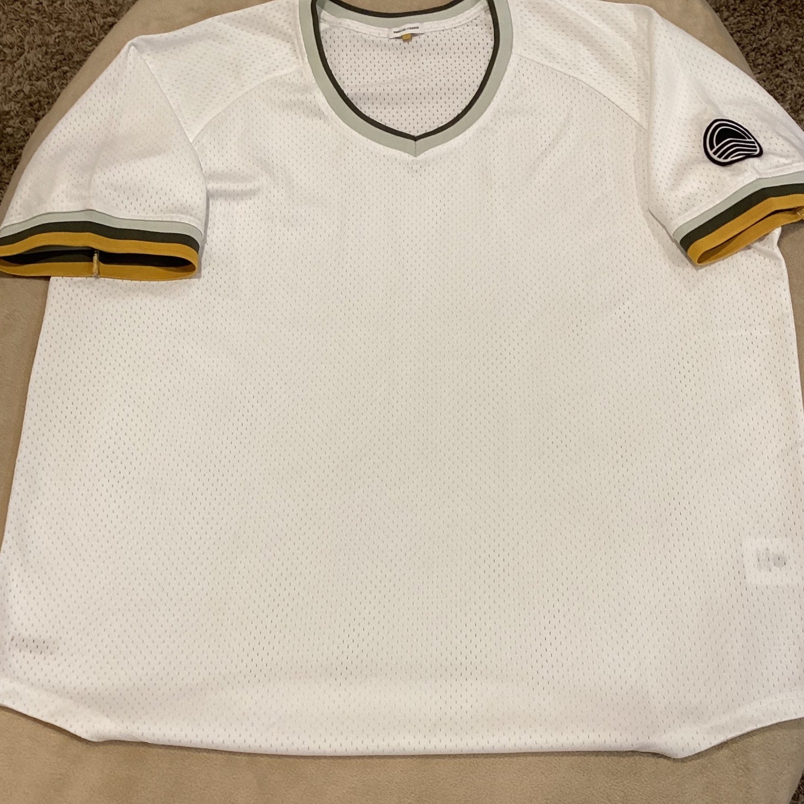 Parallel x League Ace Mesh Jersey Men's Size Large, White, Green, Mustard