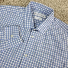 Mizzen + Main Leeward Mens XL Blue White Check Performance Button Up Long Sleeve