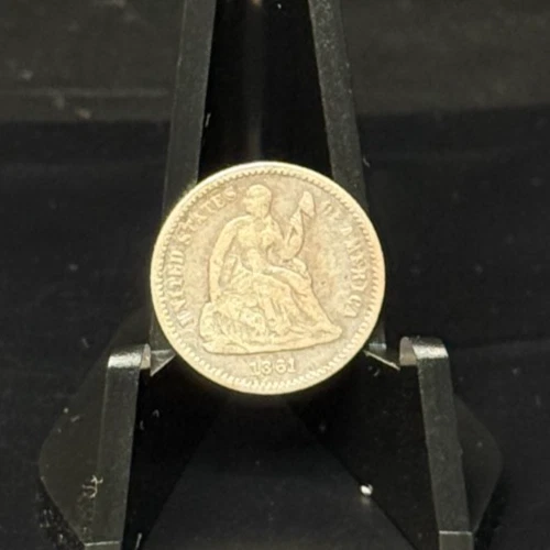 1861 United States Seated Liberty Half Dime Silver Coin
