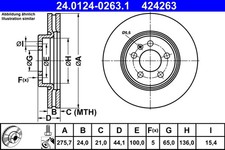 2er-Set 2er Set Bremsscheibe ATE 24.0124-0263.1 SEAT 2Q0 615 301 H VAG 2Q0 615 3