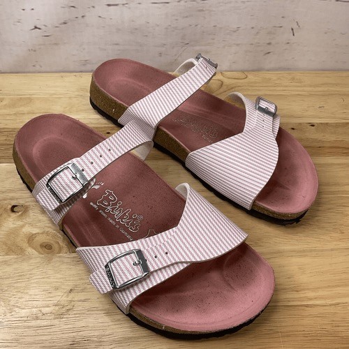 Birkenstock Birkis Unisex Adult Pink Stripe Buckle Slip On Sandal Size W8/M6 - Picture 9 of 12