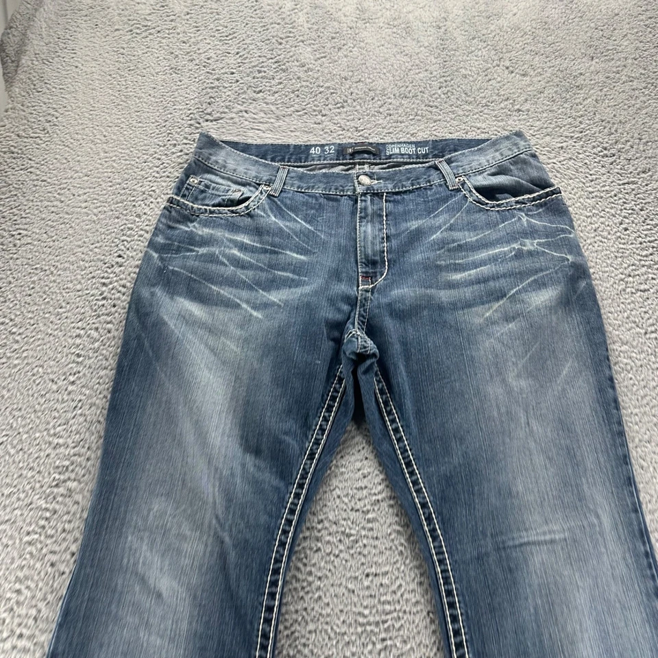 Jeans Inc Para Hombres 40x32 Azul Lavado Oscuro Algodón Copenhague Ajustado Corte Bota Denim Foto 2 de 4