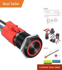16mm 12V DC Latching Push Button Switch with LED for Automotive Modifications