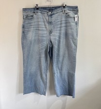 NWT Old Navy Jeans 24 Plus Sky Hi Wid Leg High Rise Crop Denim Light Wash