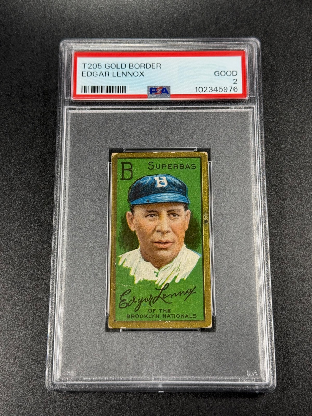 EDGAR LENNOX 1911 T205 GOLD BORDER VINTAGE TOBACCO CARD GOOD PSA 2