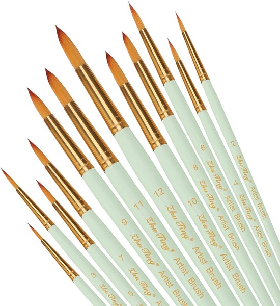 Pinsel Teiliges Set,Nylon Pinsel, Nylonhaar KüNstler Acrylpinsel FüR Acryl A-image